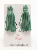 Image of Vintage green or bright green tassel earplugs inspired by Holly Golightly