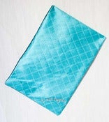 Image of Chantilly  - teal lingerie bag in silk with white silk tulle