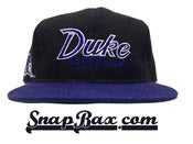 Image of Vintage Deadstock Duke Blue Devils Black Wool Sports Specialties Script Snapback hat