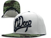Image of NEW! 10 Deep Script CAMO Brim Snapback Hat (White)