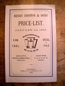 Image of Henry Disston & Sons Keystone Saw wk 1876 Catalogue reprint