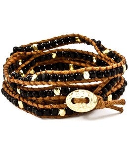 Image of Black Beaded Wrap Bracelet