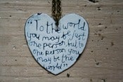 Image of Large enamel heart 'To the world' quote necklace