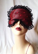 Image of Red Hearts boudoir sleep mask in satin and tulle hearts