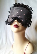 Image of  Rose Hearts -  Pink boudoir Sleep mask in satin and pink hearts tulle
