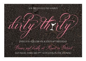 Image of Pink Dirty Thirty (30) Martini Party Invitation
