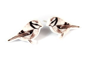 Image of Black and White Blue Tit Earrings