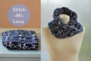 Image of Bike Twist Snood - Navy and White 
