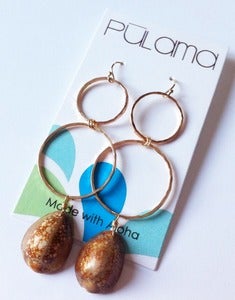 Image of Cowrie Double Hoop Dangles