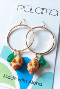 Image of Hoop Dangles with Emerald Quartz