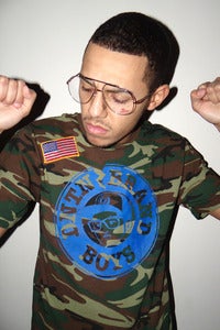 Image of (MENS) DARK BLUE CAMO TEE WITH PATCHES
