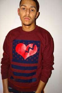 Image of (Mens) MAROON HEART FLAG CREW
