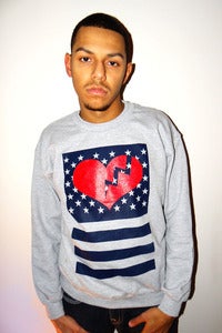 Image of (Mens) GREY HEART FLAG CREW