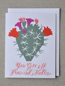 Image of "You Give Me Pins and Needles" Cactus Note Card