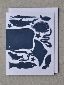 Image of Deep Blue Winter Fish Note Card