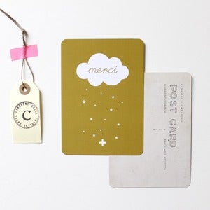 Image of Carte Postale "NUAGE merci" VIEIL OR