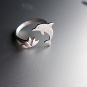 Image of Lotus and Dolphin Ring - Handmade Silver Ring