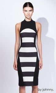 Image of The Curved Stripe Turtle Dress - Black Ivory