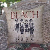 Image of Swimsuit Dolls Burlap Pillow