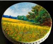 Image of Hand-Painted Cake Stand-Claude Monet's: Oat and Poppy Field