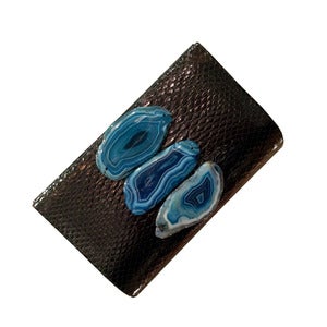Image of Black Glazed Python and Three Turquoise Agates