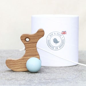 Image of NEW! Oak Pull along Duckling - Duck Egg
