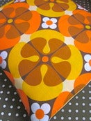 Image of Pomme de Jour Vintage Fabric Cushion Cover - 1970s Orange/Brown Flower Fabric