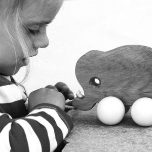 Image of Baby elephant pull along toy - duck egg blue