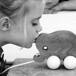 Image of Baby elephant pull along toy - duck egg blue