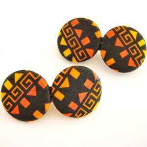 Image of Orange & Black Aztec Hair Clips