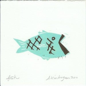 Image of Swimming Fishy Print - Turquoise