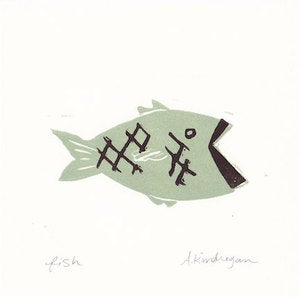Image of Swimming Fishy Print - Sage Green