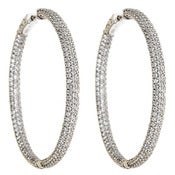 Image of Kara Ackerman <I>Talulah <i/> Large Micro Pave Set Hoops in Rhodium Plating