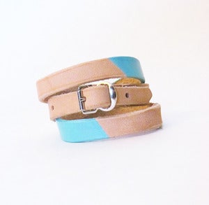 Image of Colorblock Leather Wrap Bracelet - Made in USA