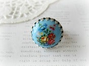 Image of Round Blue Floral Limogue Ring 