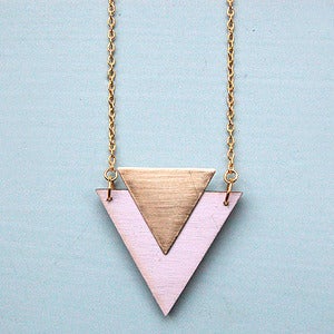 Image of Lilac Wooden Triangle Necklace by Rachel Loves Bob