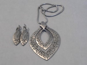Image of Silver Tribal Necklace and Earring Set