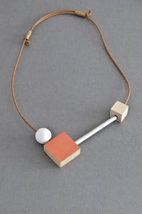 Image of Ladies and Gentlemen block and bar necklace - coral