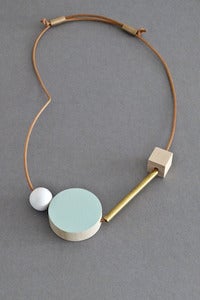 Image of Ladies and Gentlemen block and bar necklace - mint