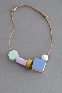 Image of Ladies and Gentlemen block and ring necklace - blue