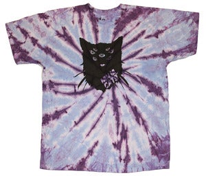 Image of Mutant cat T-shirt - grape tye-dye 