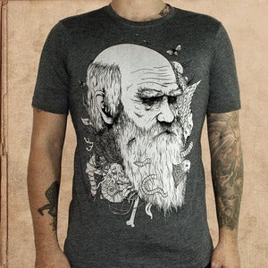 Image of Origin of Species - heather black 50/50 - discharge inks - unisex 