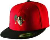 Image of Flexfit Fitted Flat Bill Hat - Red Hat Black Bill