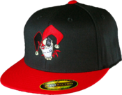 Image of Flexfit Fitted Flat Bill Hat -Black Hat Red Bill
