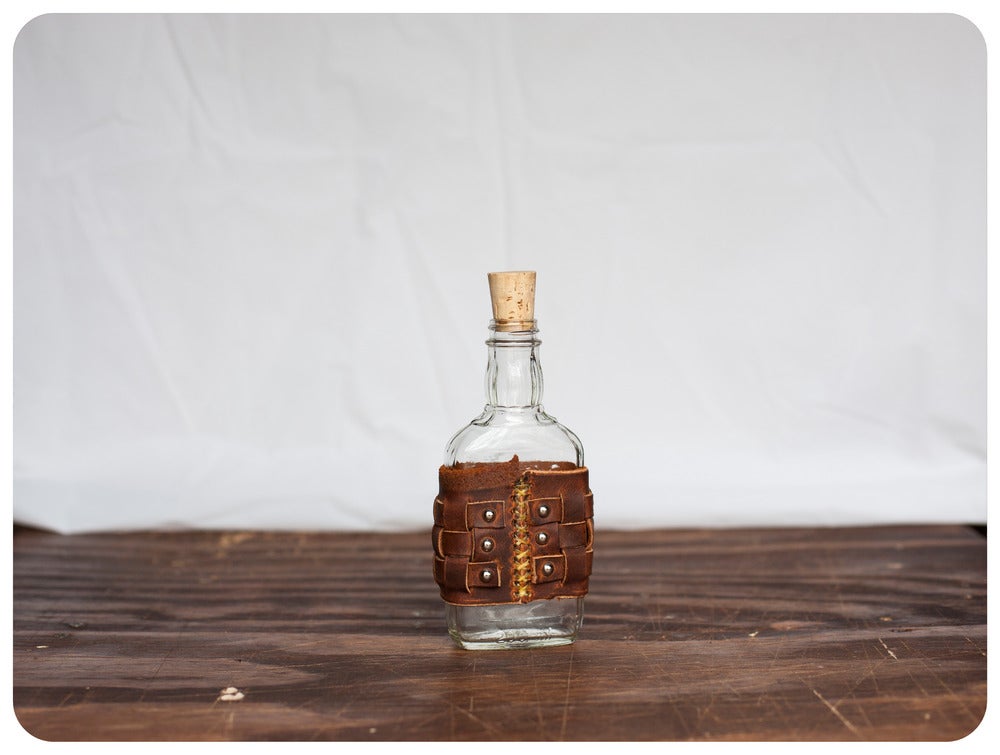 Image of Leather UpCycled Flask - Small