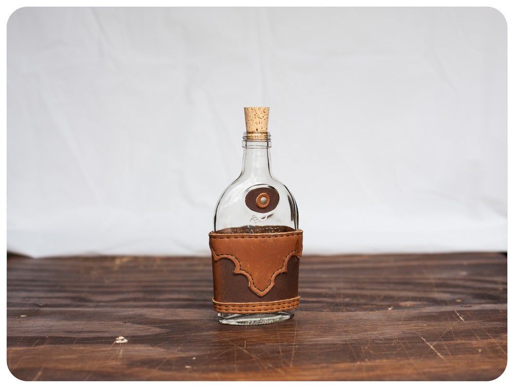 Image of Leather UpCycled Flask - Whiskey Tan - Small