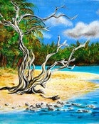 Image of Large Serving Platter-Tobago Island with Sun Bleached Tree