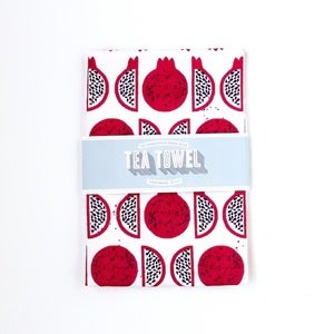 Image of Organic Cotton Tea Towel - Pomegranates