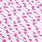 Image of Pink Heart Paper Straws