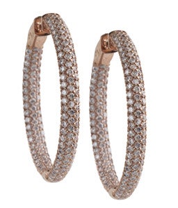 Image of Kara Ackerman <i>Talulah <i/> Medium Vermeil Micro Pave Set Hoops in Rose